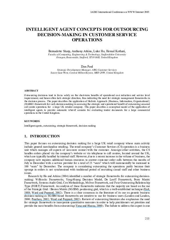 (PDF) Intelligent Agent Concepts for Outsourcing Decision-Making in ...