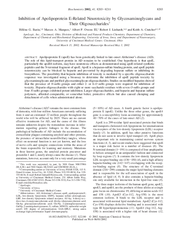 (PDF) Inhibition of Apolipoprotein E-Related Neurotoxicity by ...