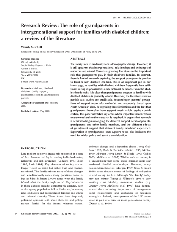 (PDF) Research Review: The role of grandparents in intergenerational ...