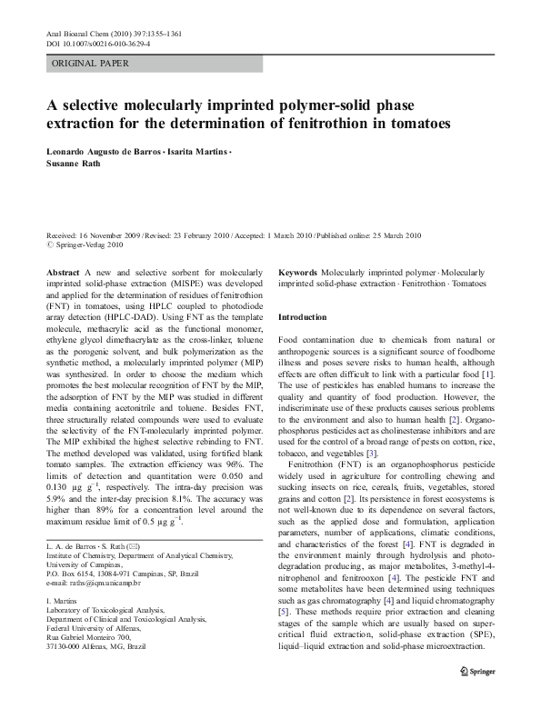 (PDF) A selective molecularly imprinted polymer-solid phase extraction ...