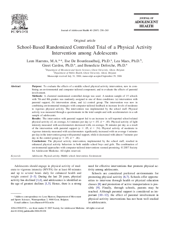 (PDF) School-Based Randomized Controlled Trial of a Physical Activity ...