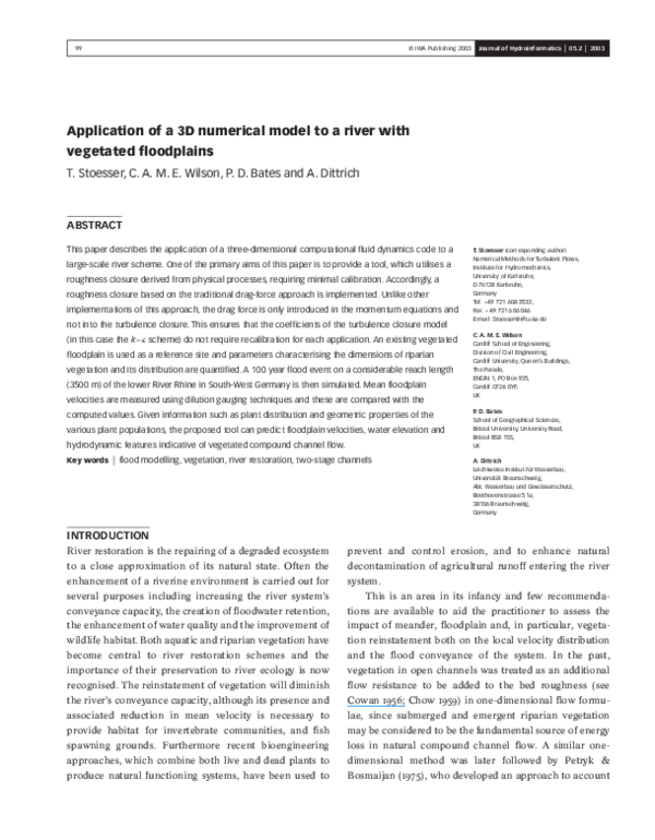 (PDF) Application of a 3D numerical model to a river with vegetated ...