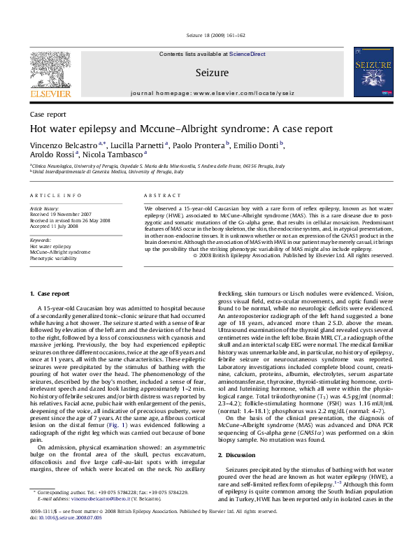 (PDF) Hot water epilepsy and Mccune–Albright syndrome: A case report