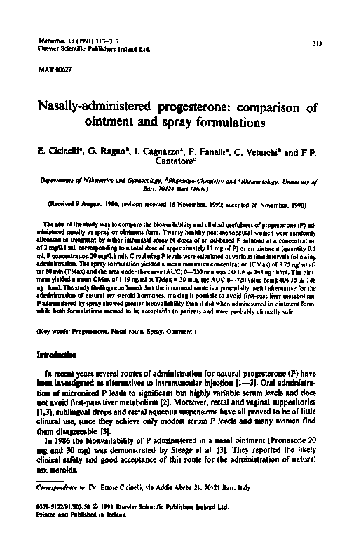 (PDF) Nasally-administered progesterone: comparison of ointment and ...