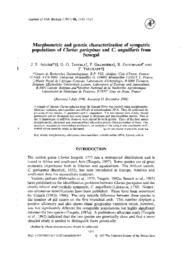 (PDF) Morphometric and genetic characterization of sympatric ...