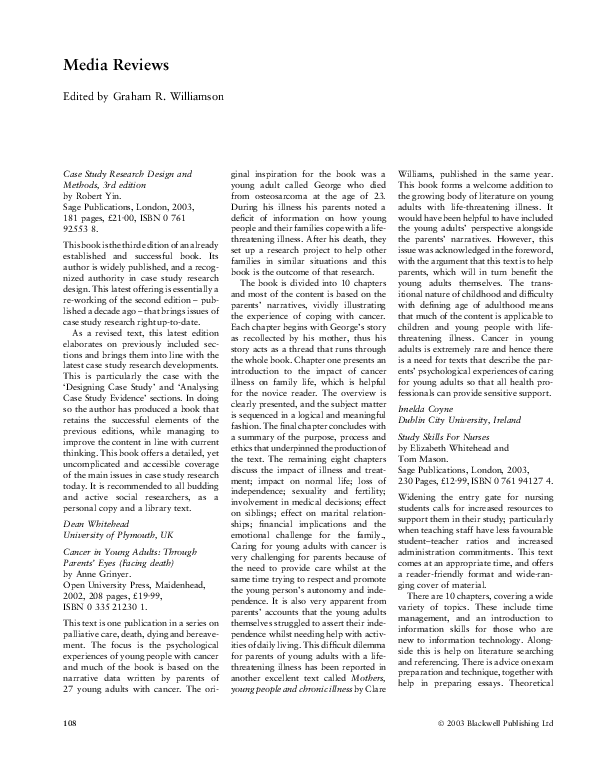 (PDF) Case Study Research Design and Methods 3rd edn Dean Whitehead Academia.edu