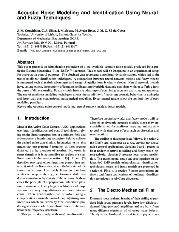 (PDF) Acoustic noise modeling and identification using neural and fuzzy ...