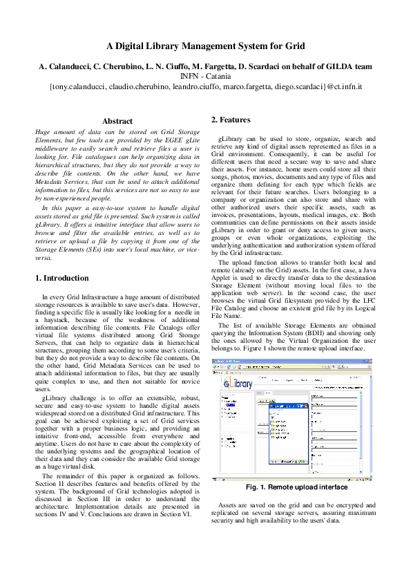 (PDF) A Digital Library Management System for Grid Marco Fargetta and