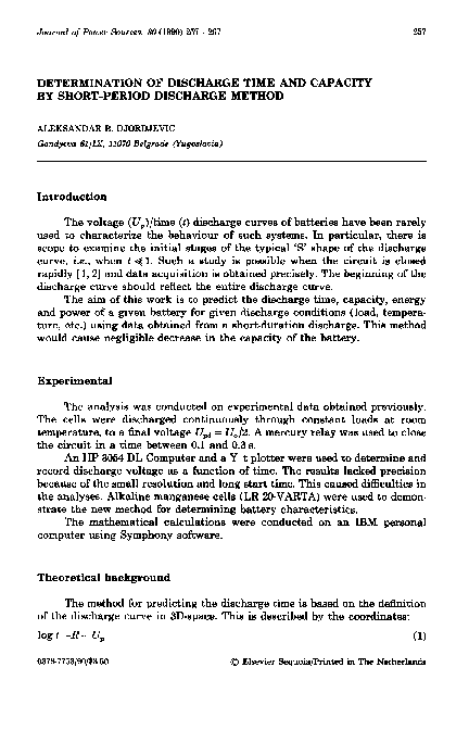 (PDF) Determination of discharge time and capacity by short-period ...