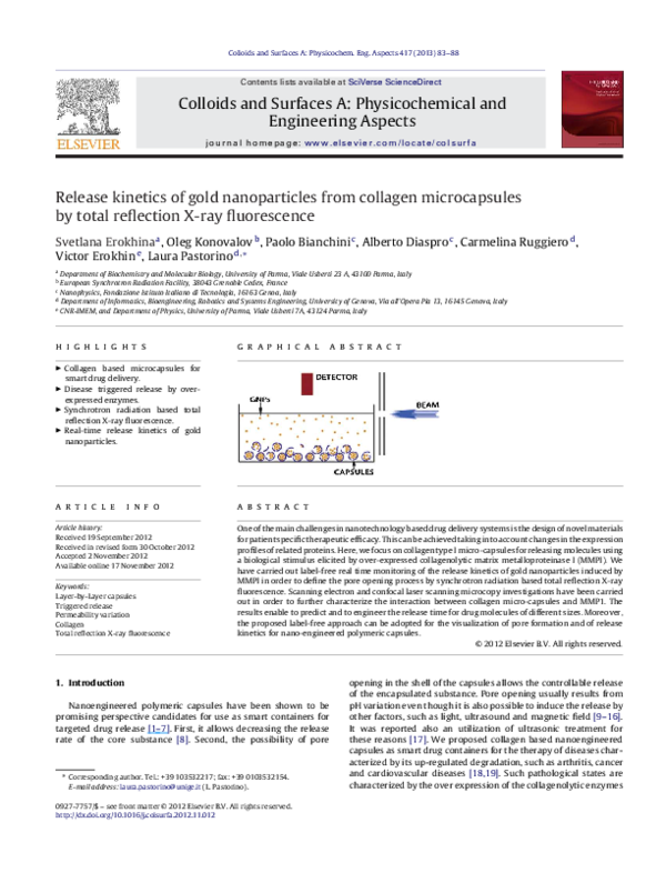 (PDF) Release kinetics of gold nanoparticles from collagen ...