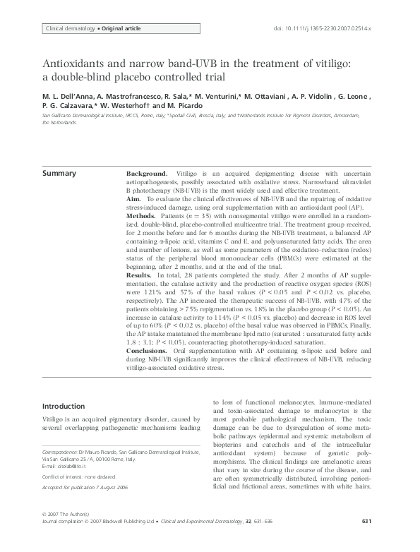 (PDF) Antioxidants and narrow band-UVB in the treatment of vitiligo: a ...