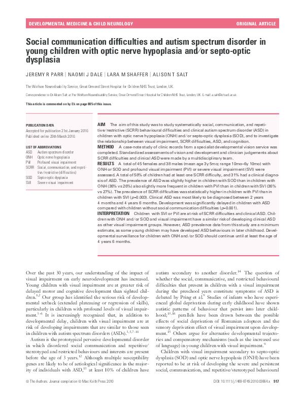 (PDF) Social communication difficulties and autism spectrum disorder in ...