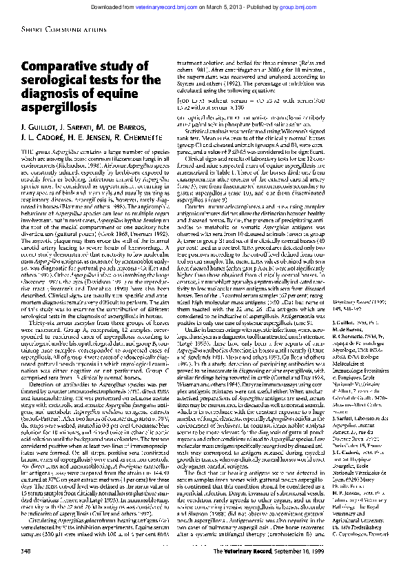 (PDF) Comparative study of serological tests for the diagnosis of ...