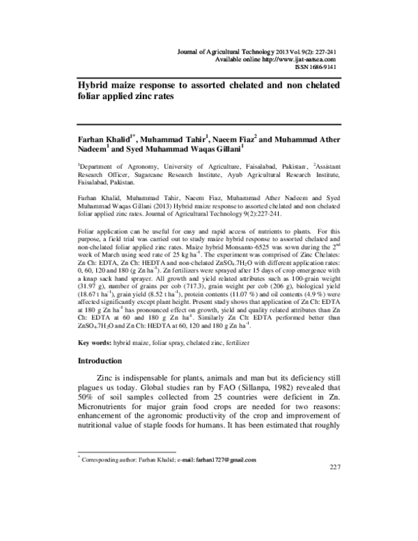 (PDF) Hybrid maize response to assorted chelated and non chelated ...