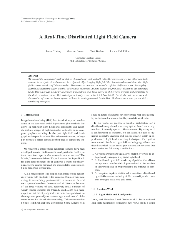 (PDF) A Real-Time Distributed Light Field Camera