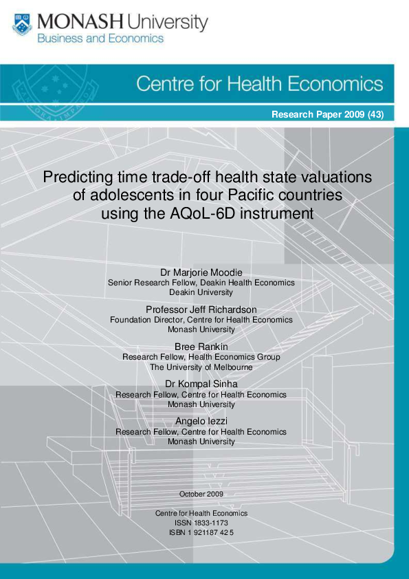 (PDF) Predicting Time Trade-Off Health State Valuations of Adolescents ...