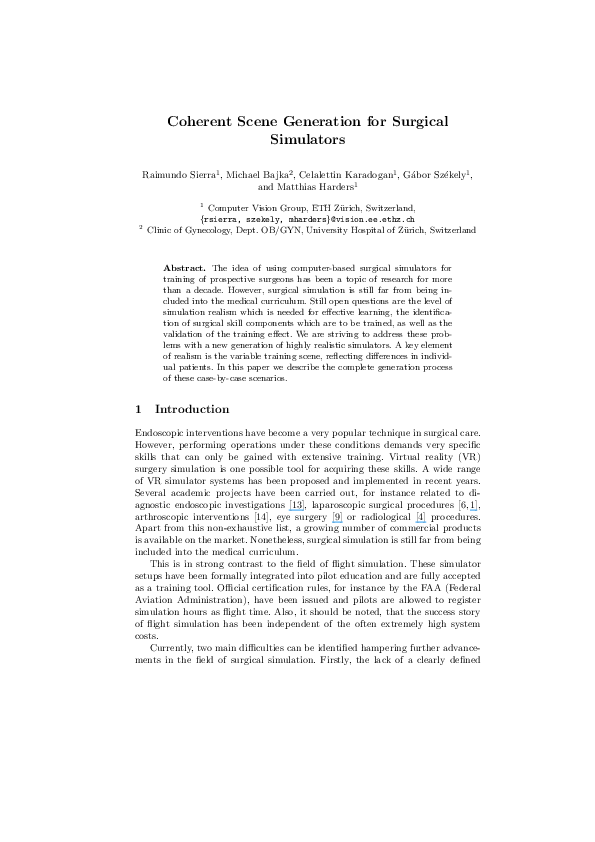 (PDF) Coherent Scene Generation for Surgical Simulators Celalettin