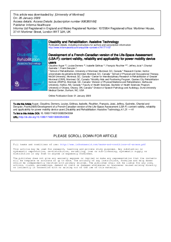  pdf development of a french canadian version of the life space