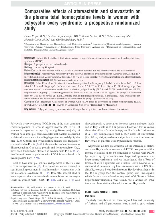 (PDF) Comparative effects of atorvastatin and simvastatin on the plasma ...