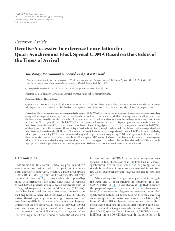 (PDF) Iterative Successive Interference Cancellation Based on Multiple ...