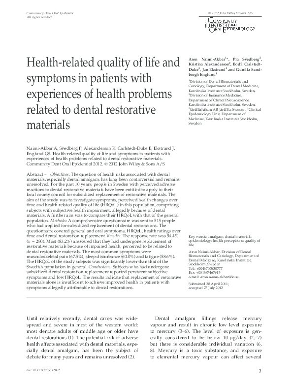 (PDF) Health-related quality of life and symptoms in patients with ...