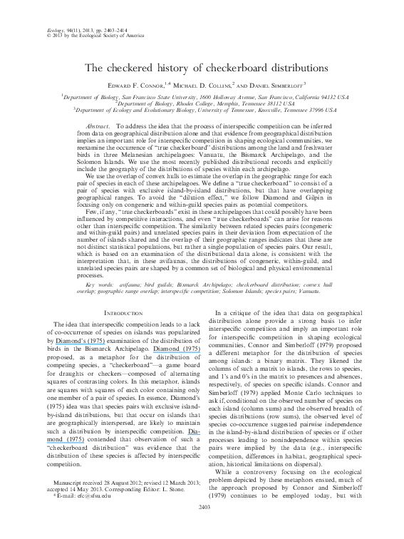 (PDF) The checkered history of checkerboard distributions