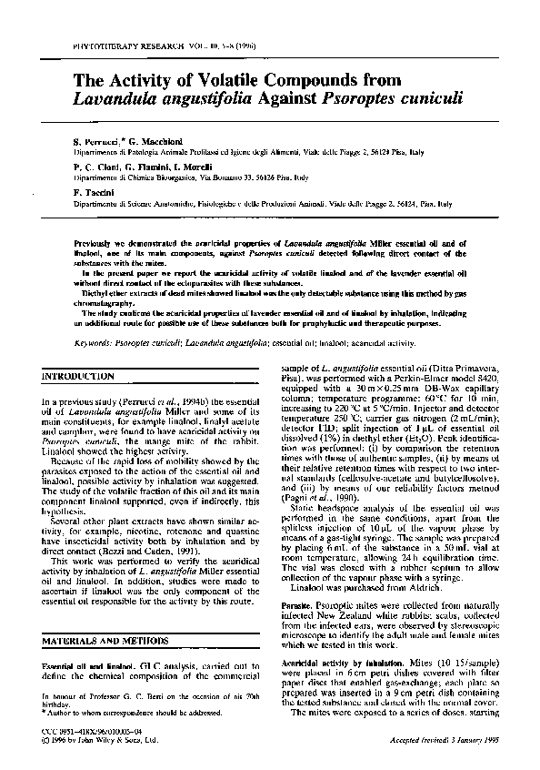 (PDF) The activity of volatile compounds fromLavandula angustifolia ...