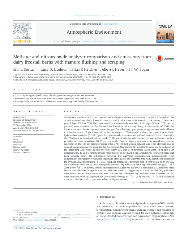 (PDF) Methane and nitrous oxide analyzer comparison and emissions from ...