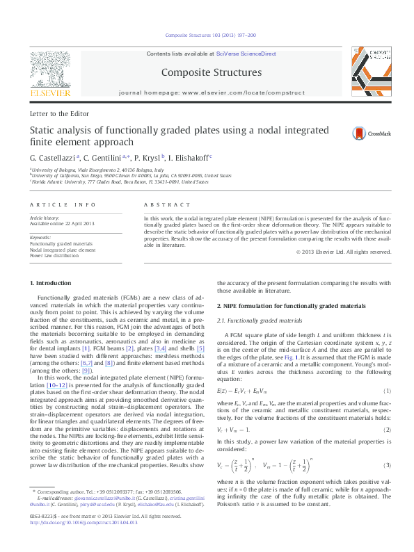 (PDF) Static analysis of functionally graded plates using third-order ...