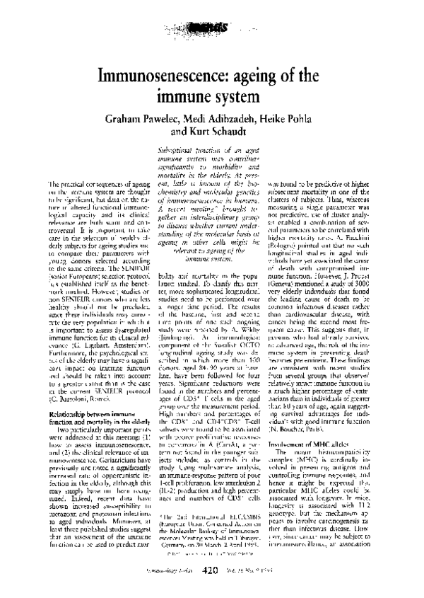 (PDF) Immunosenescence: ageing of the immune system