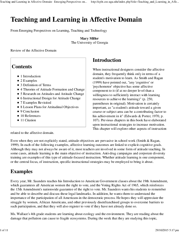 (PDF) Teaching and Learning in Affective Domain