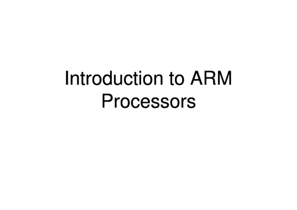 (PDF) Introduction to ARM Processors