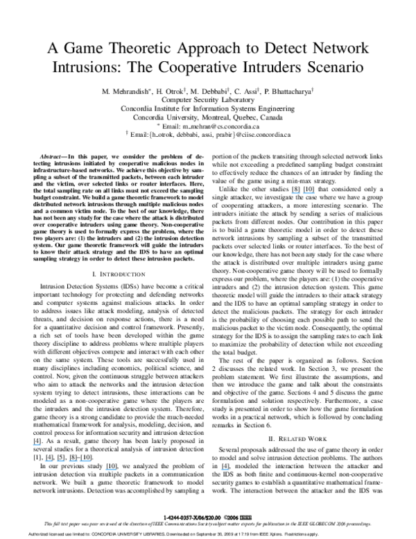 (PDF) NIS06-3: A Game Theoretic Approach to Detect Network Intrusions ...