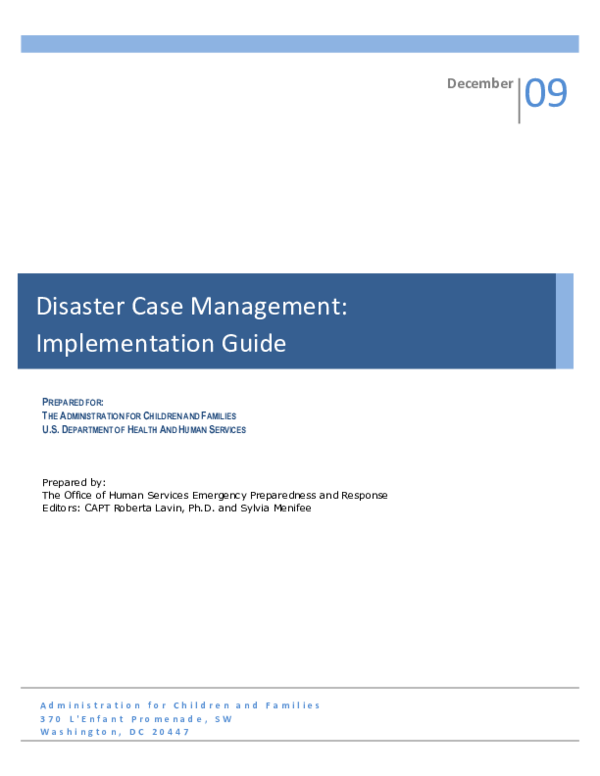 (PDF) Disaster Case Management: Implementation Guide
