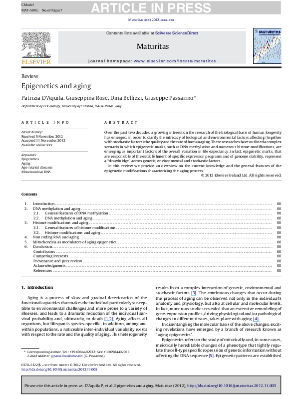 (PDF) Epigenetics and aging