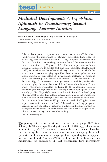 (PDF) Mediated Development: A Vygotskian Approach to Transforming ...