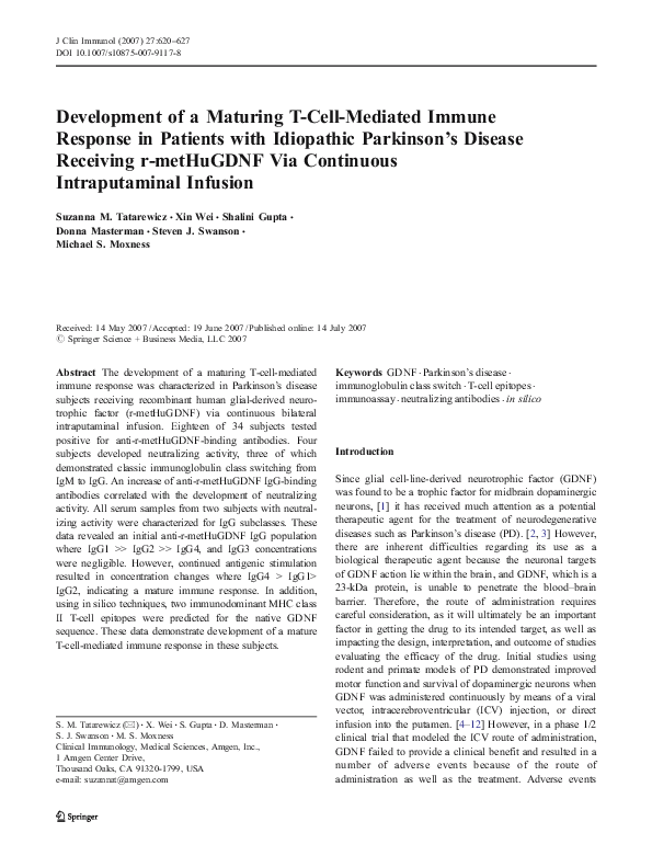 (PDF) Development of a Maturing T-Cell-Mediated Immune Response in ...