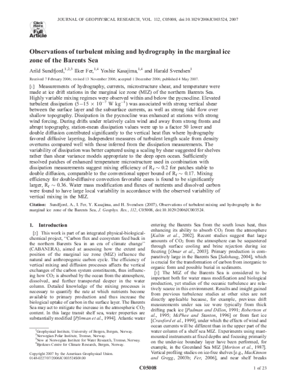 (PDF) Observations of turbulent mixing and hydrography in the marginal ...