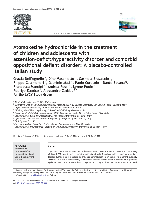 (PDF) Atomoxetine hydrochloride in the treatment of children and ...
