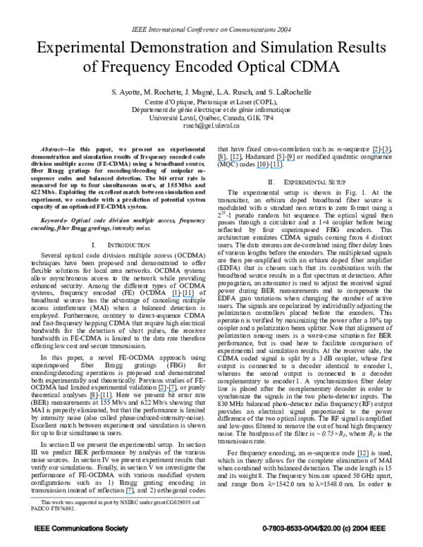 (PDF) Experimental demonstration and simulation results of frequency ...