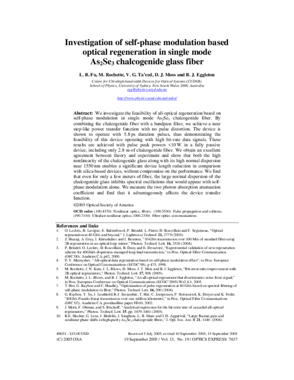 (PDF) Investigation of self-phase modulation based optical regeneration ...