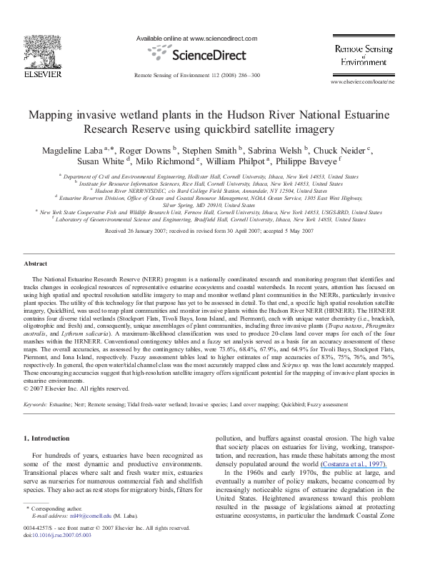 (PDF) Mapping invasive wetland plants in the Hudson River National