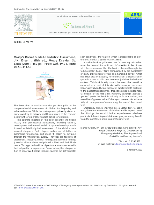 (PDF) J.K. Engel, ,Mosby's Pocket Guide to Pediatric Assessment fifth ed. (2006) Mosby Elsevier