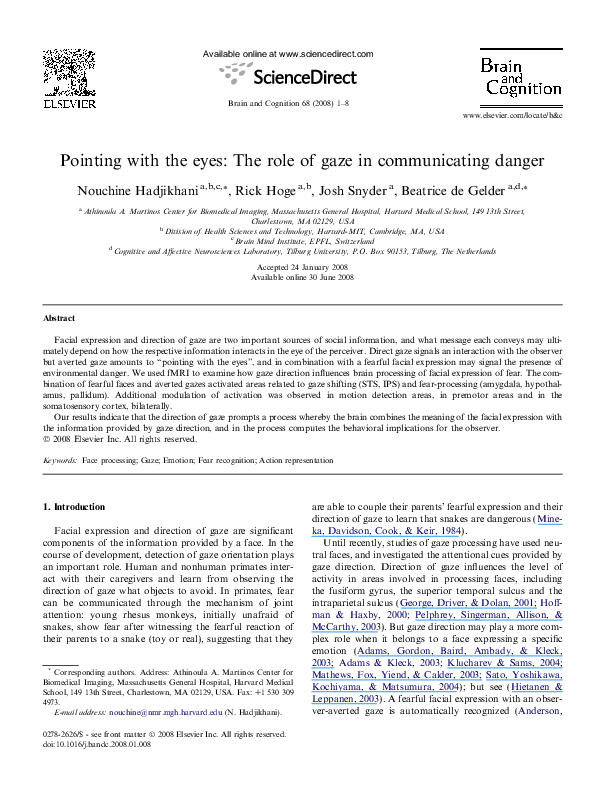 (PDF) Pointing with the eyes: The role of gaze in communicating danger