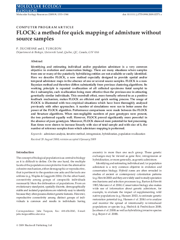 (PDF) FLOCK: a method for quick mapping of admixture without source samples
