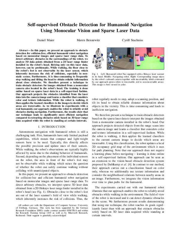 (PDF) Self-supervised obstacle detection for humanoid navigation using ...