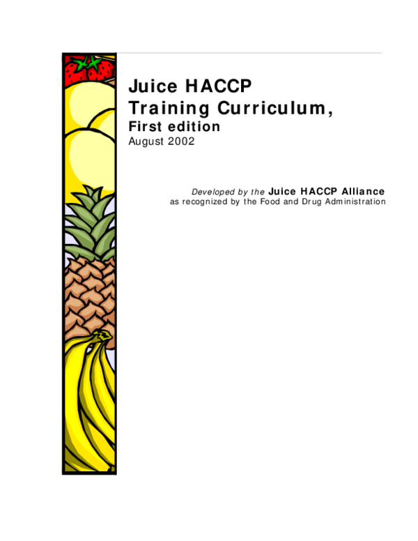(PDF) Juice HACCP Training Curriculum, First edition Prixit Guleria