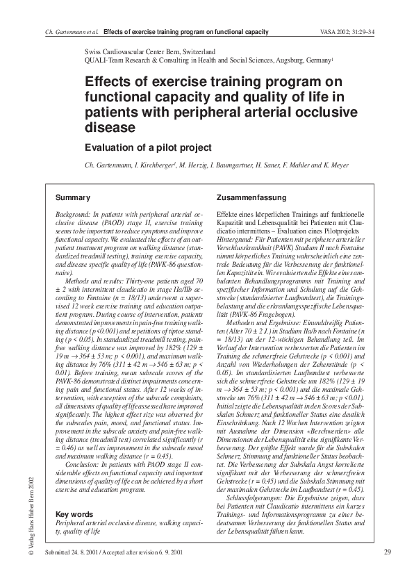 (PDF) Effects of exercise training program on functional capacity and ...