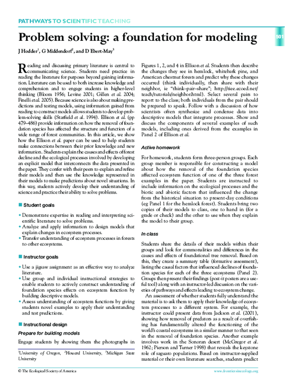 (PDF) Problem Solving: A Foundation for Modeling