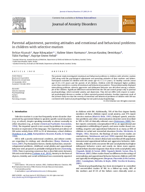 (PDF) Parental adjustment, parenting attitudes and emotional and ...